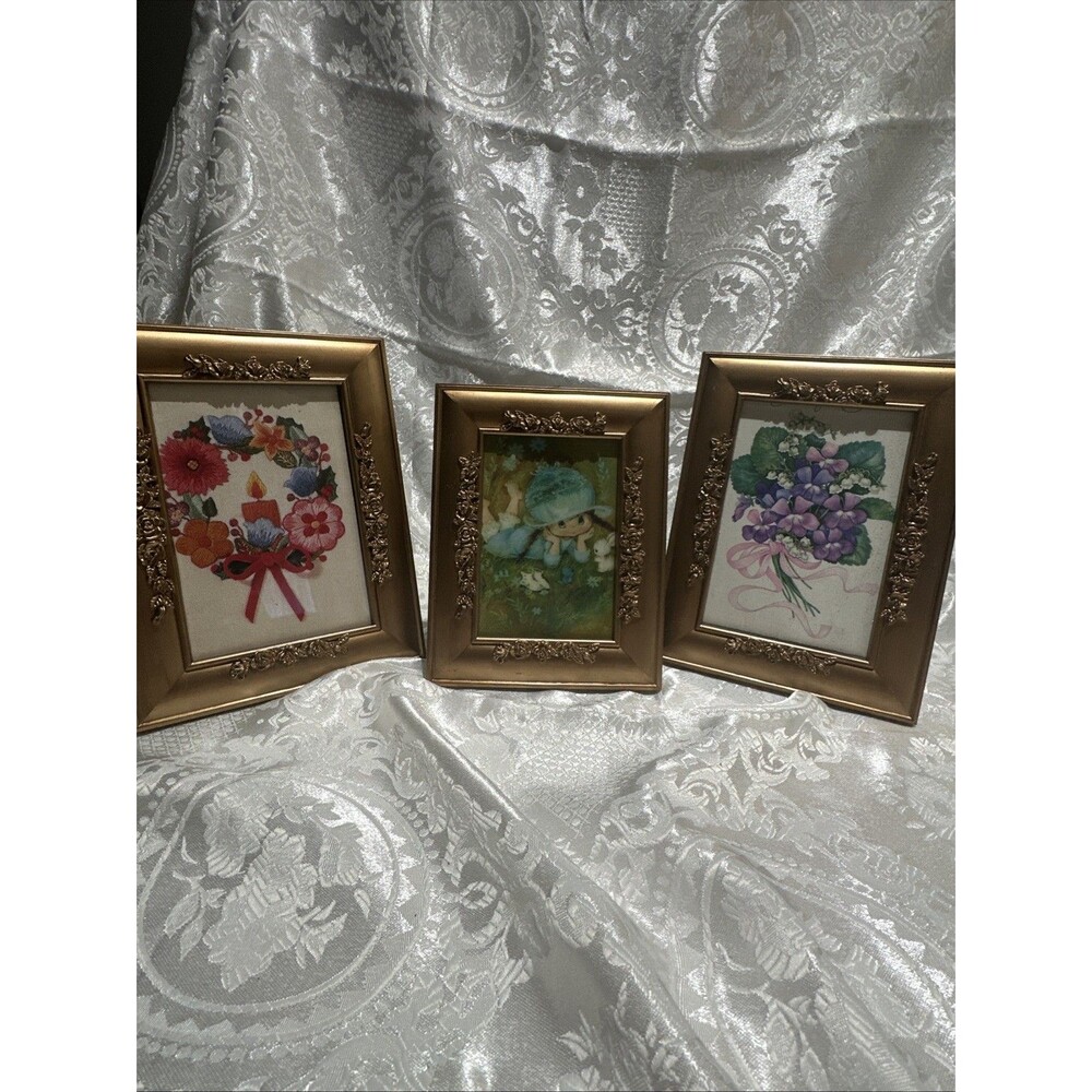3 Gold Tone Frames Pictures Decorations